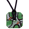 Green/silver Foil Murano Glass Square Donut  Pendant 