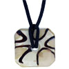  Gold  Pearl And Silver Foil Murano Glass Square Donut  Pendant 