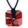 Amber And Silver Foil Murano Glass Square Donut Pendant