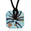 Topaz And Silver Foil Murano Glass Square Donut Pendant