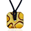 Citrine And Silver Foil Murano Glass Square Donut Pendant