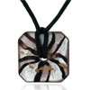 Purple And Silver Foil  Murano  Glass Square Donut Pendant