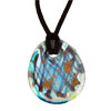 Blue And Silver Foil Murano Glass Oval Pendant