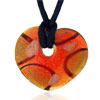 Tangarine And Olive Foll Heart Murano Glass Pendant