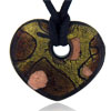 Olive And Amber With Gold Foil Heart Murano Glass Pendant