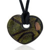 Olive And Gold Foil Heart Murano Glass Pendant