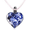 heart necklace - White  Heart  With Blue Murano Glass Pendant