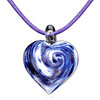 White Heart With Blue Swirl Murano Glass Pendant