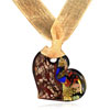 heart necklace - Deep Red And Gold  Heart  Murano Glass Pendant