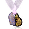 heart necklace - Light Purple And Gold  Heart  Murano Glass