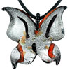 Black And Silver Butterfly Murano Glass Pendant