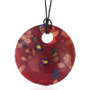 Red Circle With Flowers Pendant