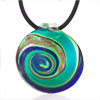 Round Blue And Green Spiral Pendant