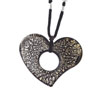Silver Speckled Brown Heart Pendant