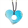 Silver Speckled Bright Blue  Heart   Pendant 
