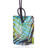 Square Blue Green And Brown Waffle Pendant