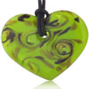 Lime Green Swirl  Heart   Pendant 