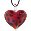 Dark Red Murano Glass Heart With Black Spots Summer Pendants