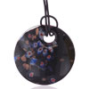 Round Black Flower Speckled Pendant