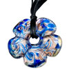 Silver Foil Murano Glass Peach Blossom With Blue Pattern Pendants