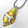 Silver Foil Blue And Topaz Leaf Pendant