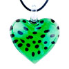 Green Murano Glass Heart With Black Dots Pendants