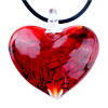 Black Stripe Deep Red Heart Murano Glass Pendant