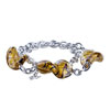 Three Amber Twist Leaf Chain Bracelet