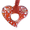  Murano Glass - Silver Foil Red Heart Pendant