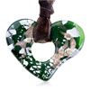 Silver Foil Deep  Green   Heart  Pendant