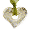 Silver Foil Beige Crusted  Heart  Pendant