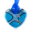 Silver Foil Pale Blue  Murano Glass Heart  With Pattern And Dots  ... 