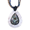 Glitter White And Black  Teardrop  Mother Of Pearl Pendant