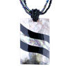 Glitter White And Brown Rectangular  Mother  Of  Pearl  Pendant