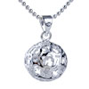 Flower Hollow Carved Ball Shaped Pendant Sterling Silver