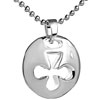 Club Hollow Carved Round Pendant Sterling Silver
