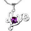 February Birthstone Love Shape 925 Sterling Silver Pendant