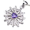February Birthstone Crystal Flower Clusters 925 Sterling Silver Pendant
