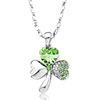 Silver Tone Clover With August Birthstone Peridot Austrian Crystal Heart P...
