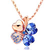 18K Gold Plated Sep Birthstone Sapphire Blue Crystal Four Leaf Clover Hear...