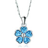 Silver Tone Flower With March Birthstone Aquamarine Austrian Crystal Heart...