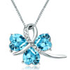 Silver Tone Clover With March Birthstone Aquamarine Austrian Crystal Heart...