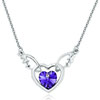 Silver Tone Wing Heart With February Birthstone Tanzanite Austrian Crystal...