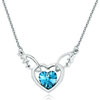 Silver Tone Wing Heart With March Birthstone Aquamarine Austrian Crystal P...