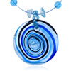Pale  Blue ,  Blue  And Black Spiral Swirl Round Murano Pendant