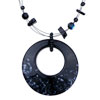 Black And White Donut  Murano   Pendant 