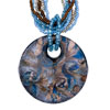 Blue And Golden Round With Small Beads Murano Pendant