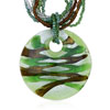 Clear Brown And Green Round Murano Pendant