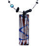 Blue And Brown Zigzag Lines Rectangle Murano Pendant