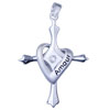  Cross  And Heart 925  Sterling  Silver  Pendant 